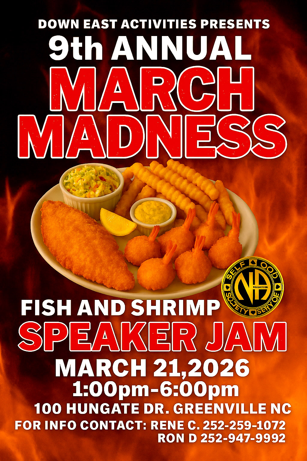 9th ANNUAL MARCH MADNESS SPEAKER JAM FISH& SHRIMP FRY