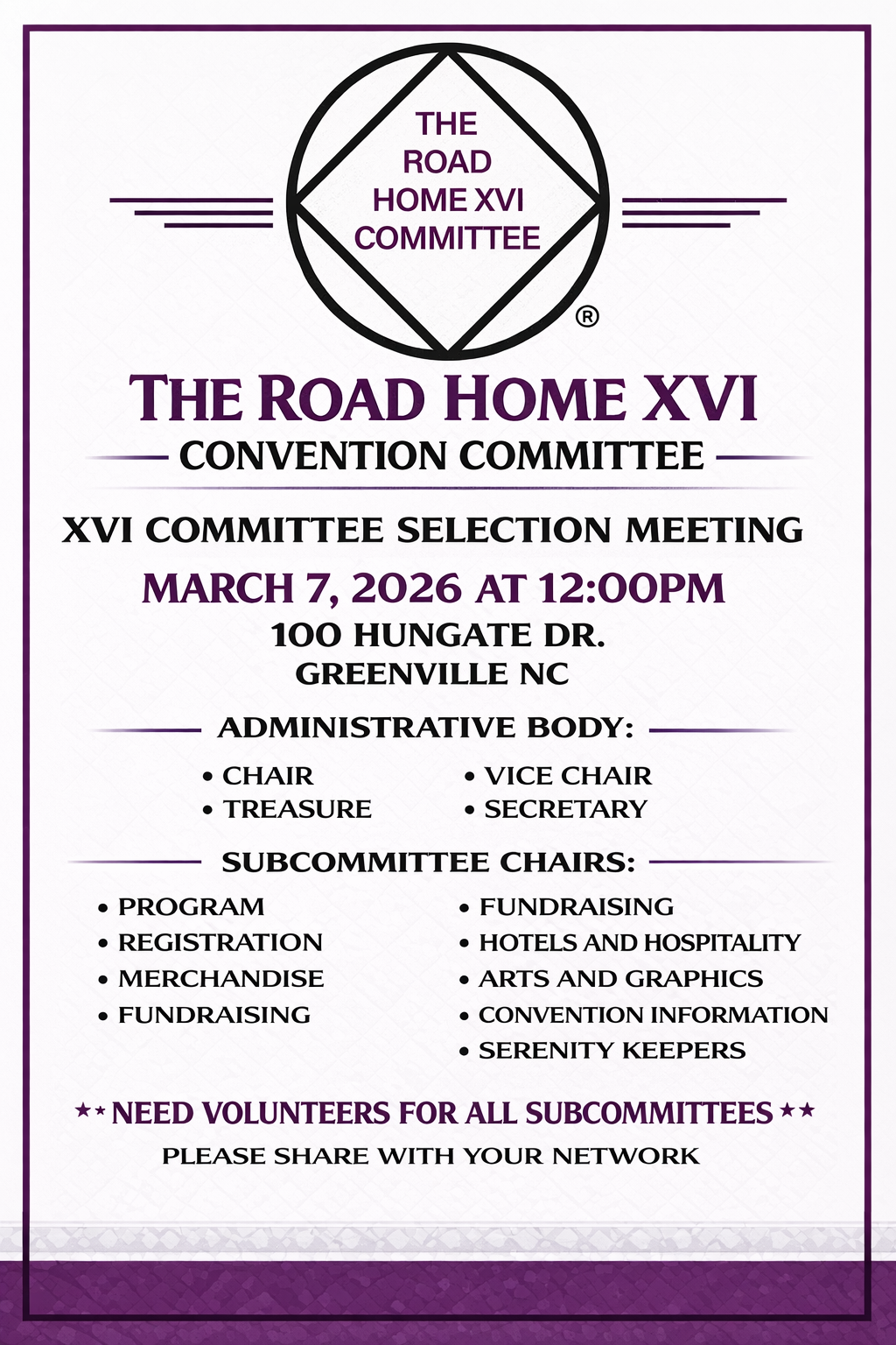 THE ROAD HOME XVI COMMITTEE MEETING