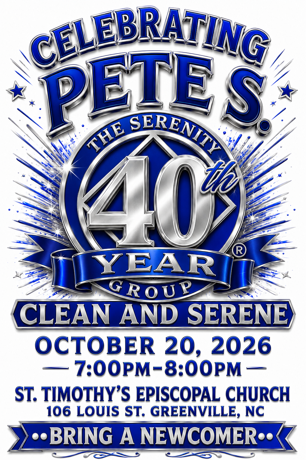 SERENITY GROUP PETE S. 40 YEARS CLEAN & SERENE
